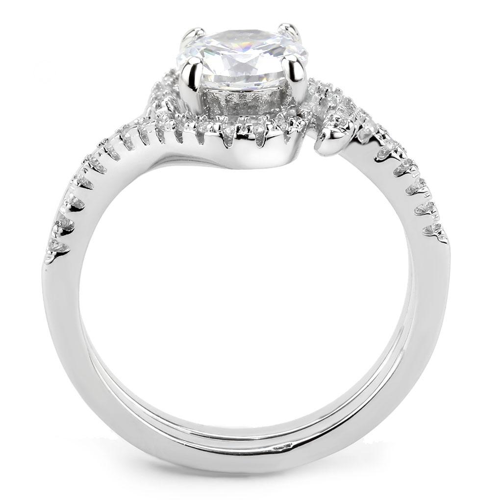 MA3W1591 - Rhodium Brass Ring with AAA Grade CZ  in Clear