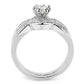 MA3W1592 - Rhodium Brass Ring with AAA Grade CZ  in Clear