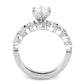 MA3W1593 - Rhodium Brass Ring with AAA Grade CZ  in Clear