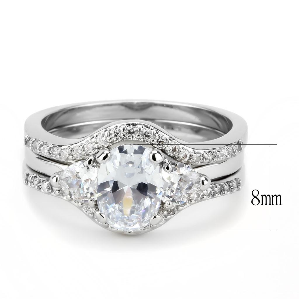 MA3W1594 - Rhodium Brass Ring with AAA Grade CZ  in Clear