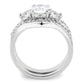 MA3W1594 - Rhodium Brass Ring with AAA Grade CZ  in Clear
