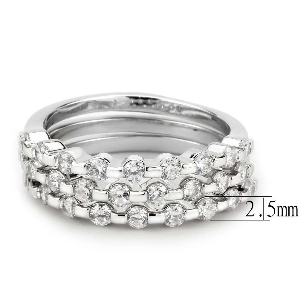 MA3W1595 - Rhodium Brass Ring with AAA Grade CZ  in Clear