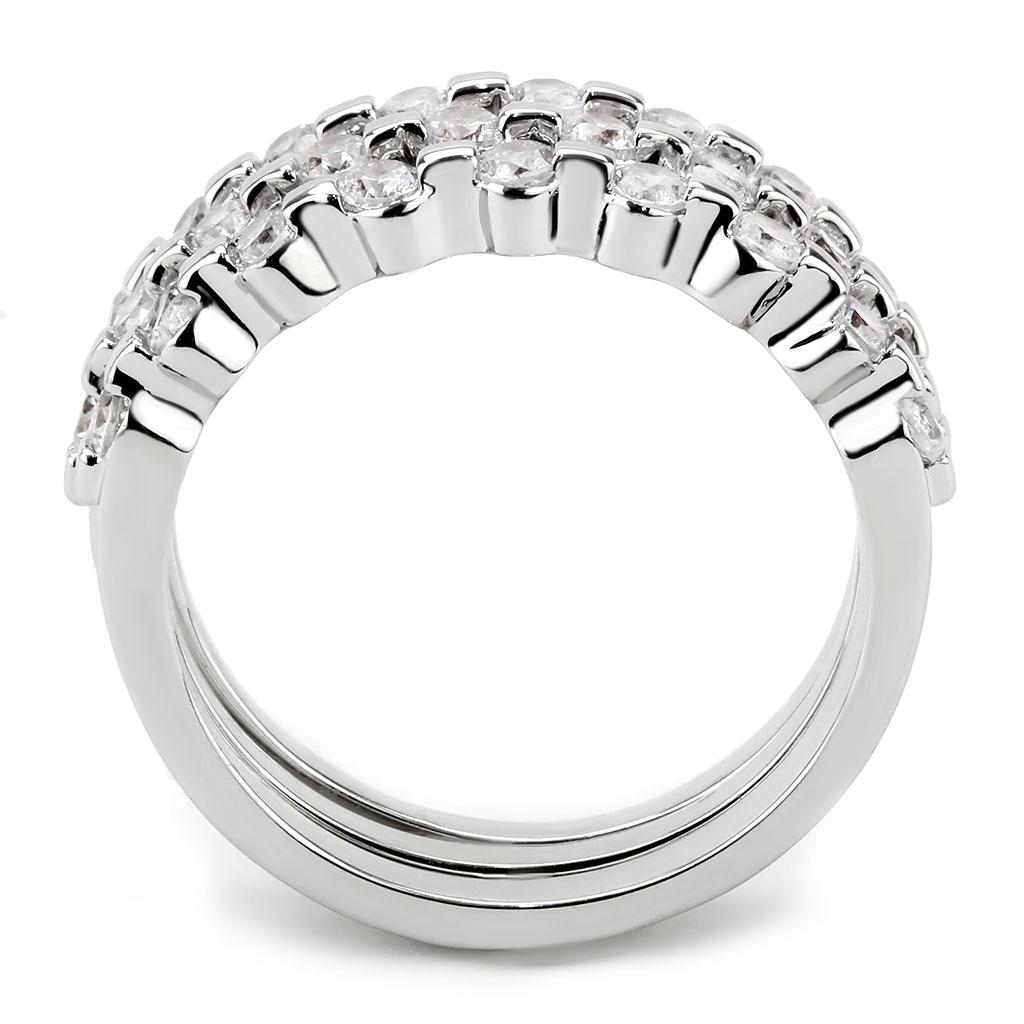 MA3W1595 - Rhodium Brass Ring with AAA Grade CZ  in Clear