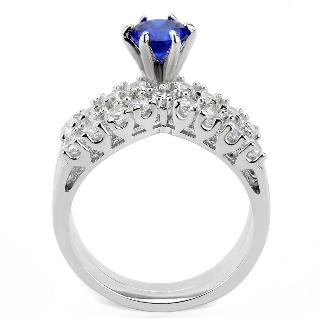 MA3W1596 - Rhodium Brass Ring with AAA Grade CZ  in London Blue