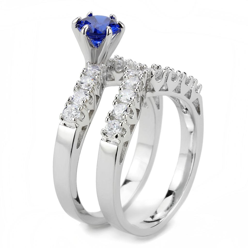 MA3W1596 - Rhodium Brass Ring with AAA Grade CZ  in London Blue