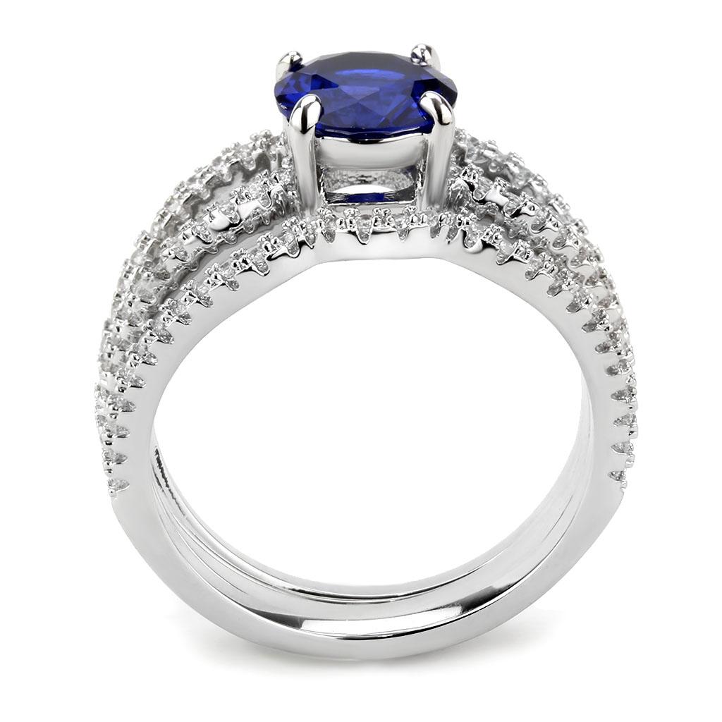 MA3W1597 - Rhodium Brass Ring with AAA Grade CZ  in London Blue