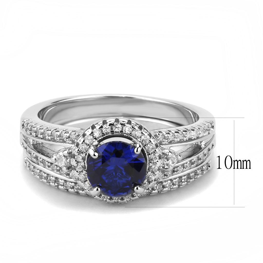 MA3W1598 - Rhodium Brass Ring with AAA Grade CZ  in London Blue