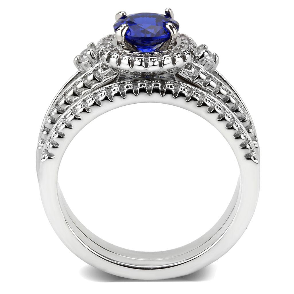 MA3W1598 - Rhodium Brass Ring with AAA Grade CZ  in London Blue