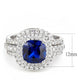 MA3W1599 - Rhodium Brass Ring with Synthetic Spinel in London Blue