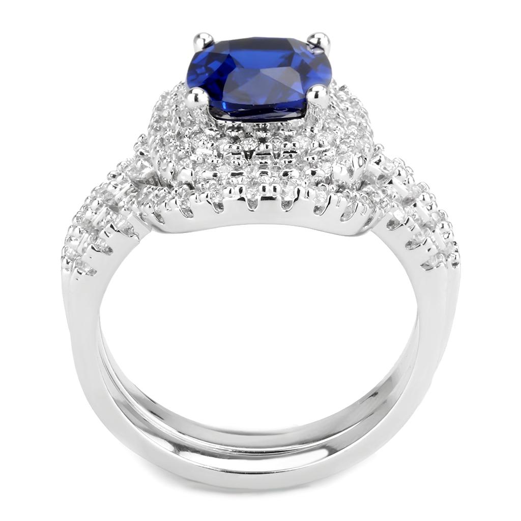 MA3W1599 - Rhodium Brass Ring with Synthetic Spinel in London Blue