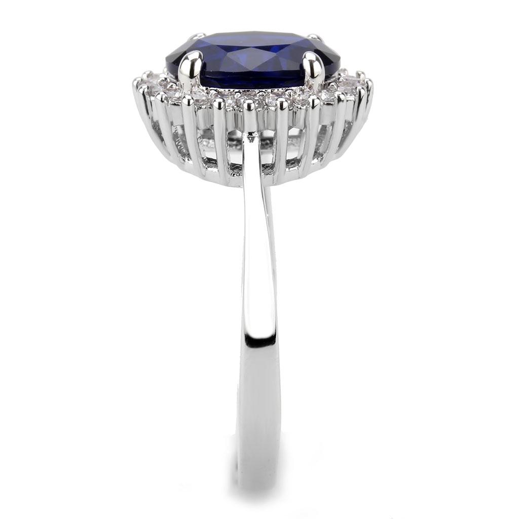 MA3W1602 - Rhodium Brass Ring with AAA Grade CZ  in London Blue