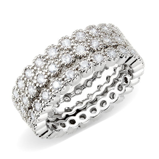 MA3W1605 - Rhodium Brass Ring with AAA Grade CZ in Clear