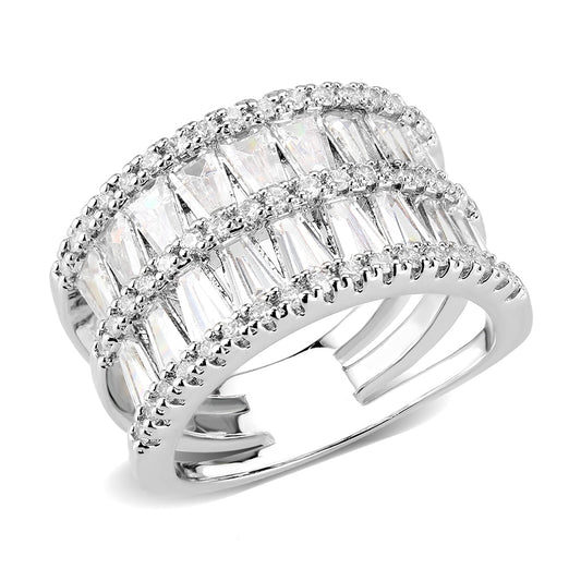 MA3W1606 - Rhodium Brass Ring with AAA Grade CZ in Clear