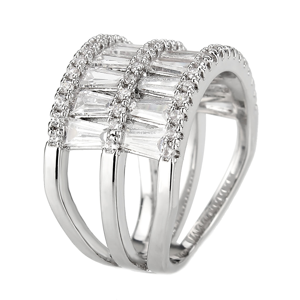 MA3W1606 - Rhodium Brass Ring with AAA Grade CZ in Clear
