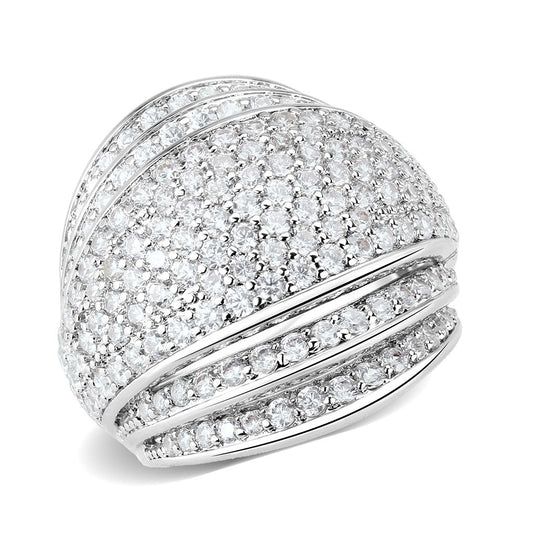 MA3W1610 - Rhodium Brass Ring with AAA Grade CZ in Clear