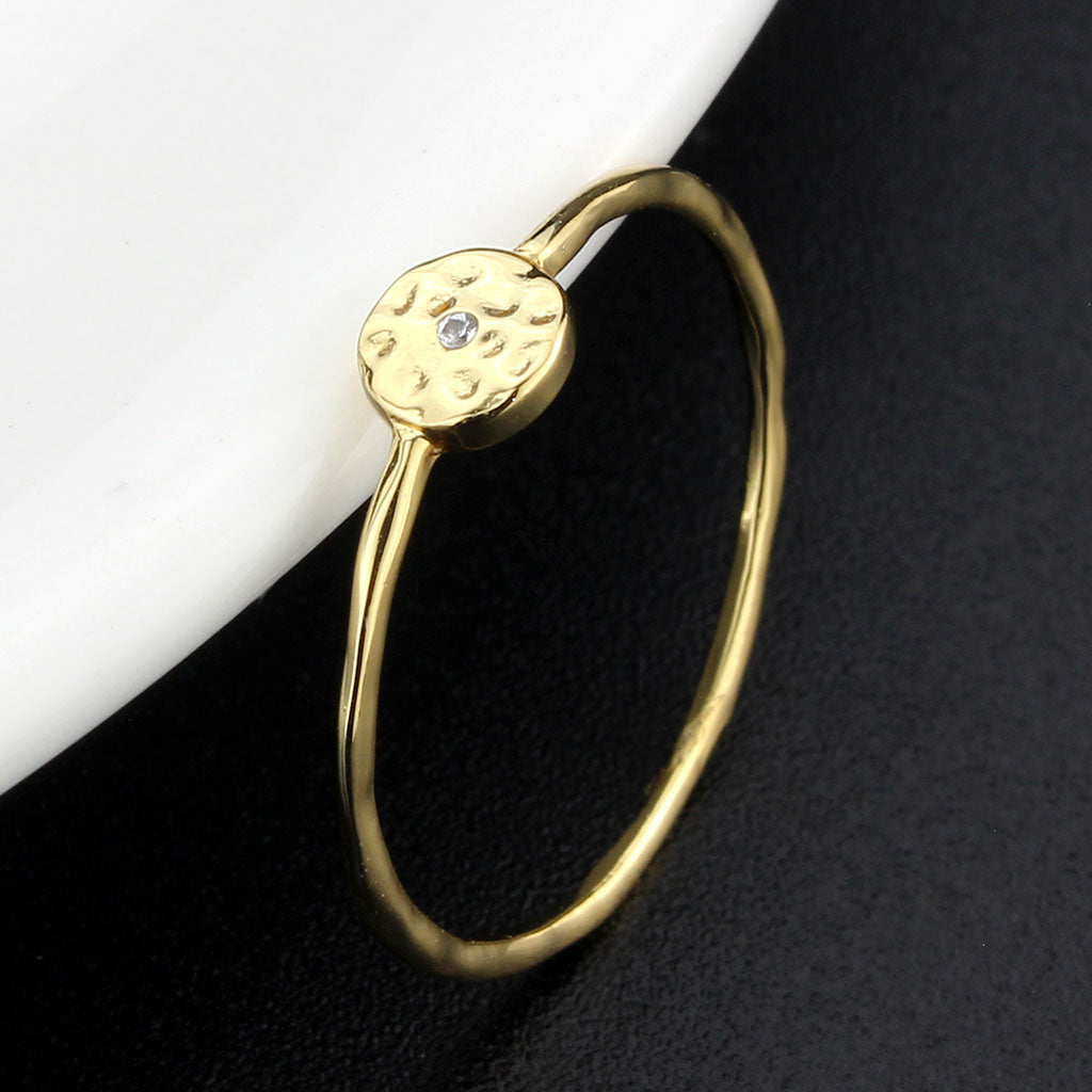 MA3W1613 - Flash Gold Brass Ring with AAA Grade CZ in Clear