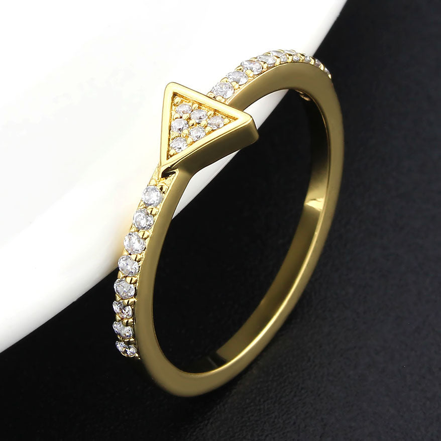 MA3W1615 - Flash Gold Brass Ring with AAA Grade CZ in Clear