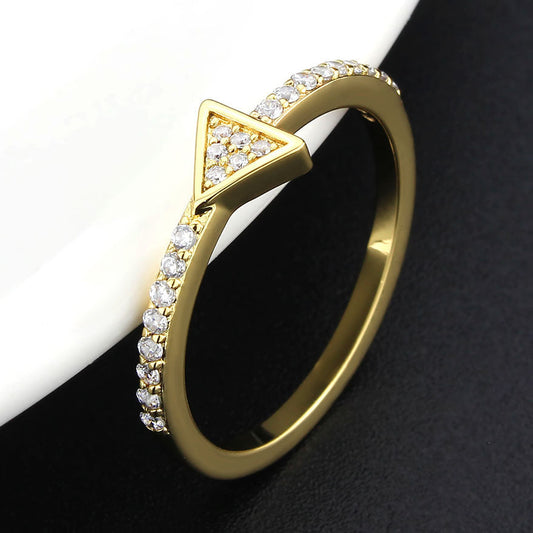 MA3W1615 - Flash Gold Brass Ring with AAA Grade CZ in Clear