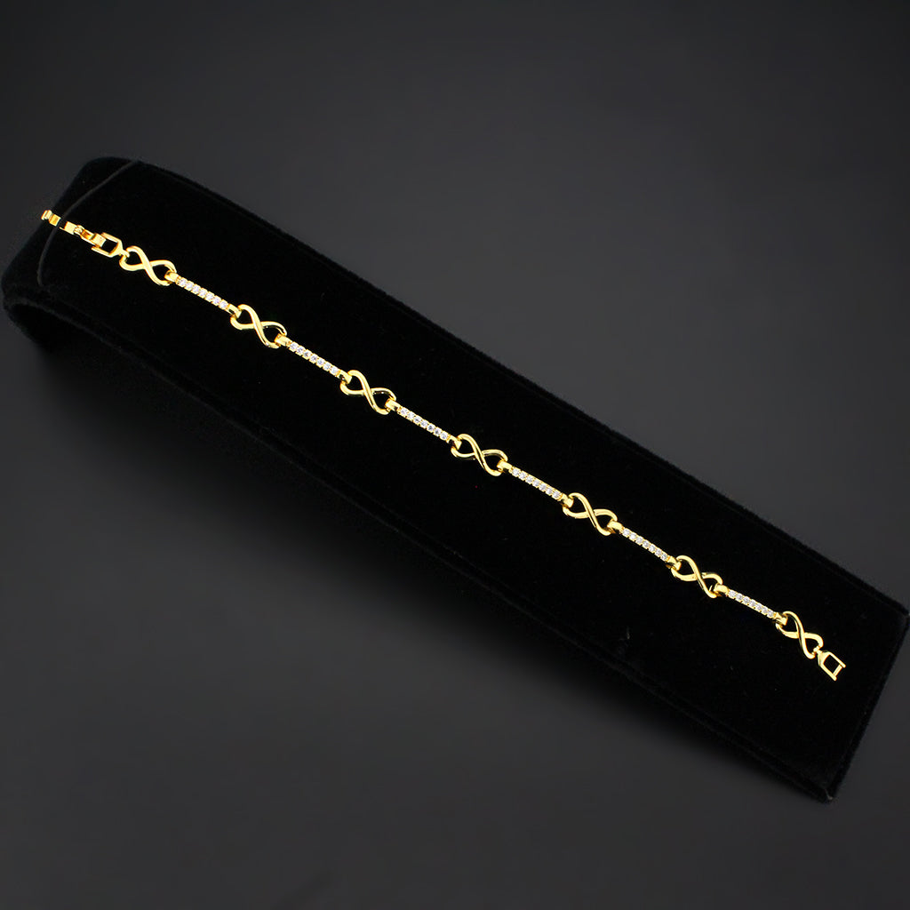 MA3W1629 - Flash Gold Brass Bracelet with AAA Grade CZ in Clear