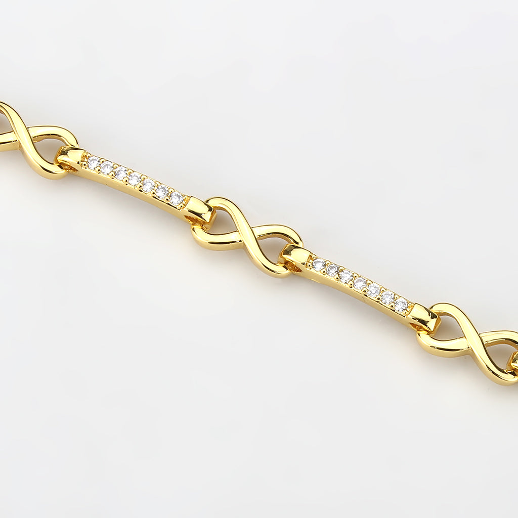 MA3W1629 - Flash Gold Brass Bracelet with AAA Grade CZ in Clear
