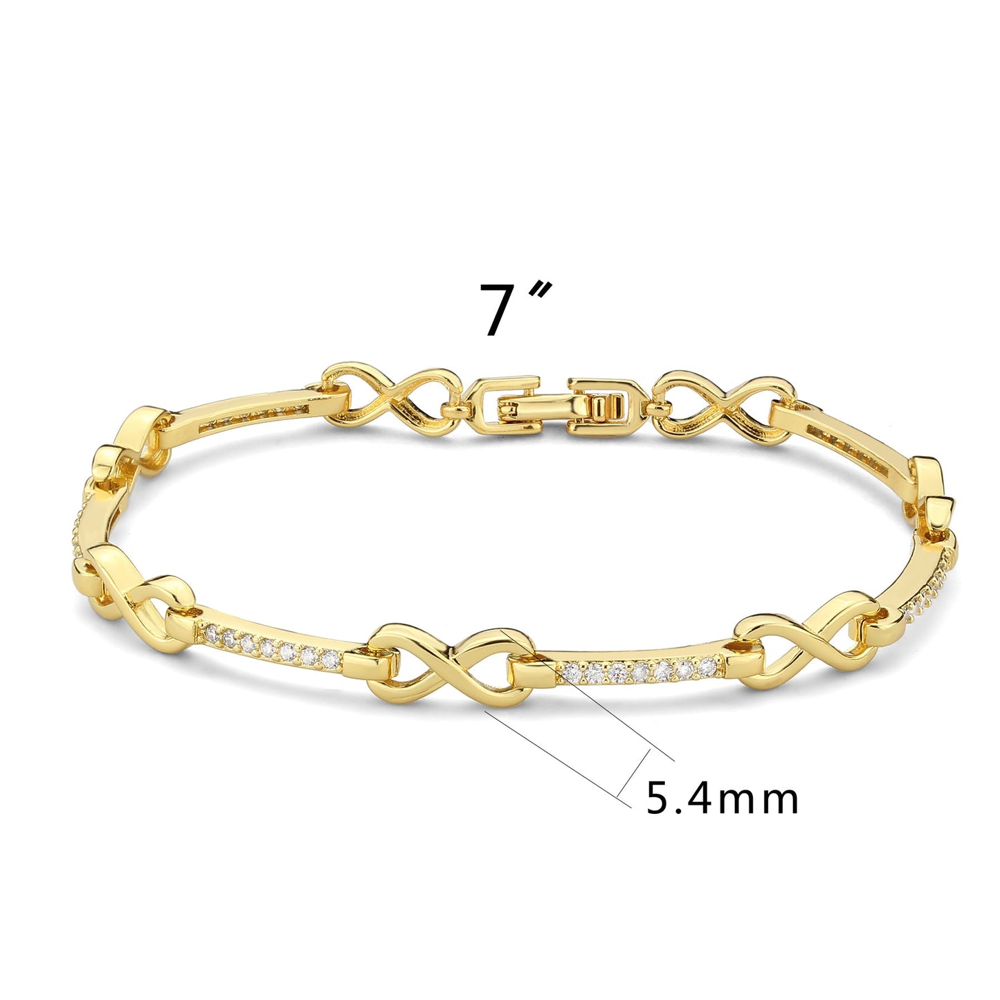 MA3W1629 - Flash Gold Brass Bracelet with AAA Grade CZ in Clear