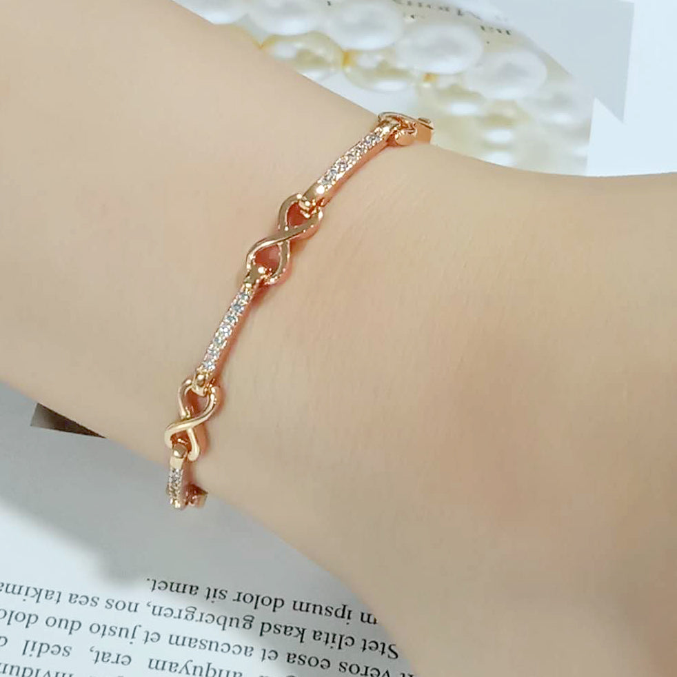 MA3W1630 - Flash Rose Gold Brass Bracelet with AAA Grade CZ in Clear