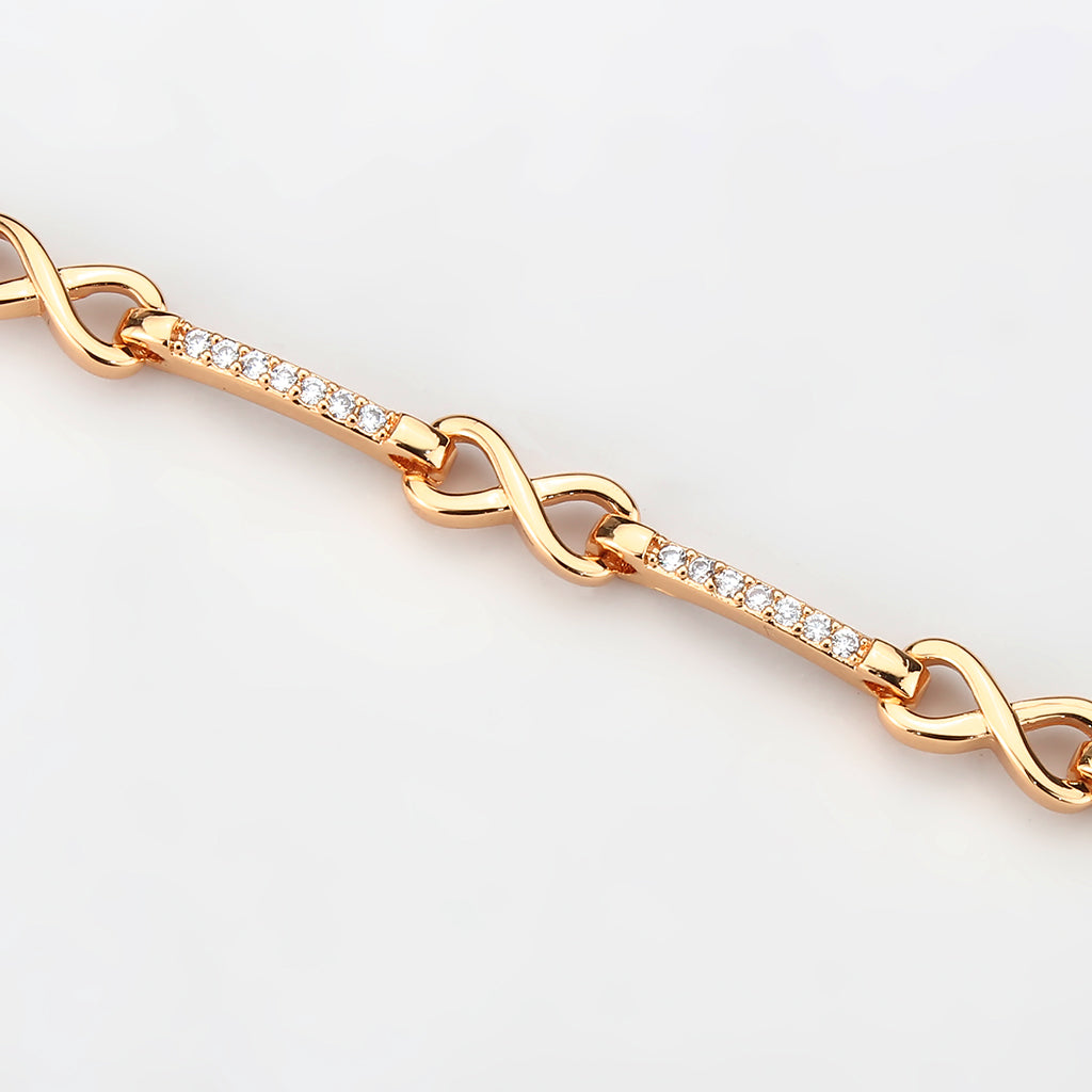 MA3W1630 - Flash Rose Gold Brass Bracelet with AAA Grade CZ in Clear