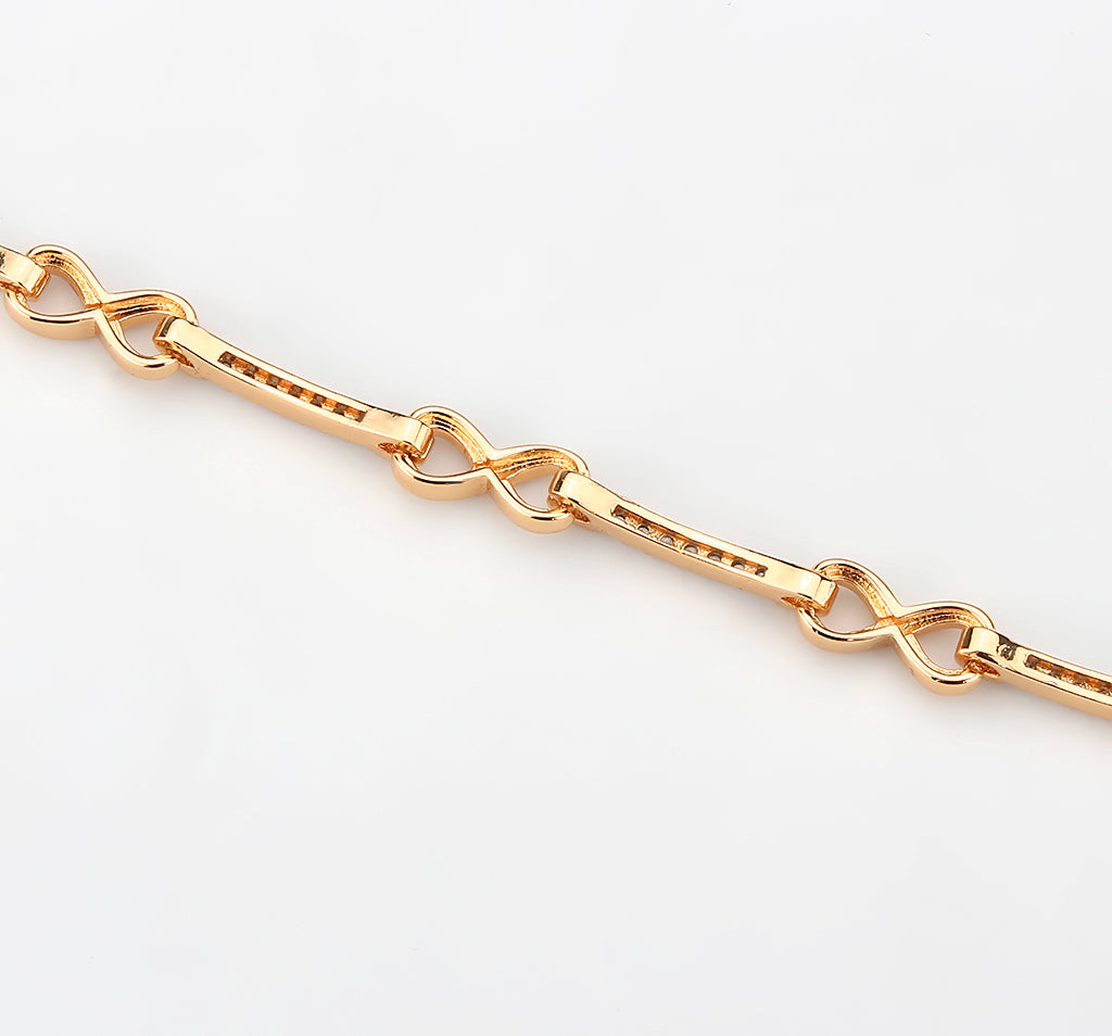 MA3W1630 - Flash Rose Gold Brass Bracelet with AAA Grade CZ in Clear