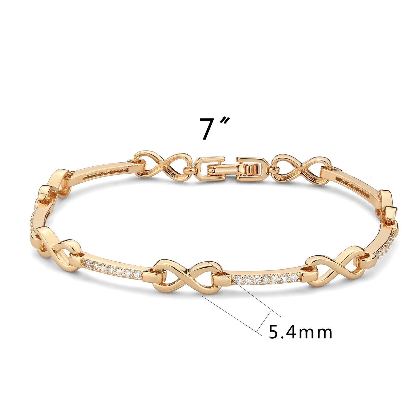 MA3W1630 - Flash Rose Gold Brass Bracelet with AAA Grade CZ in Clear