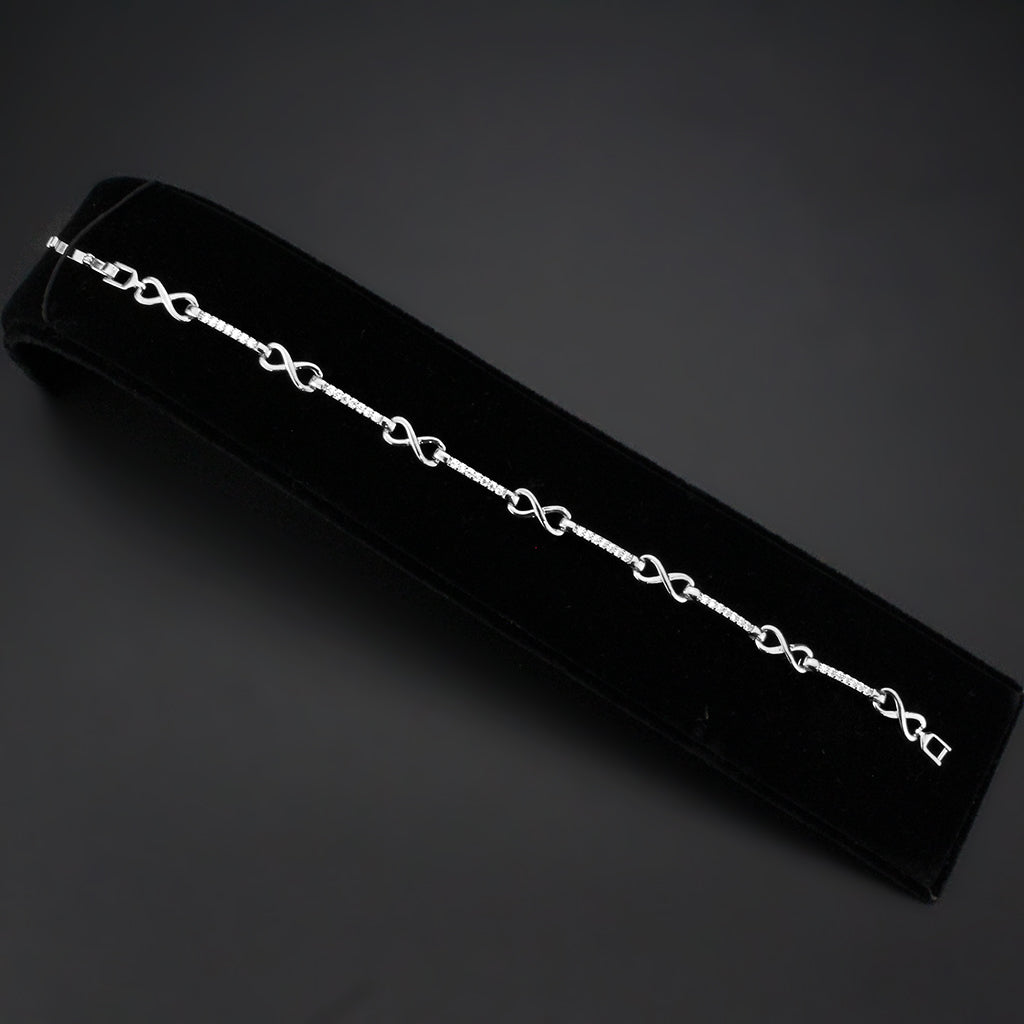 MA3W1631 - Rhodium Brass Bracelet with AAA Grade CZ in Clear