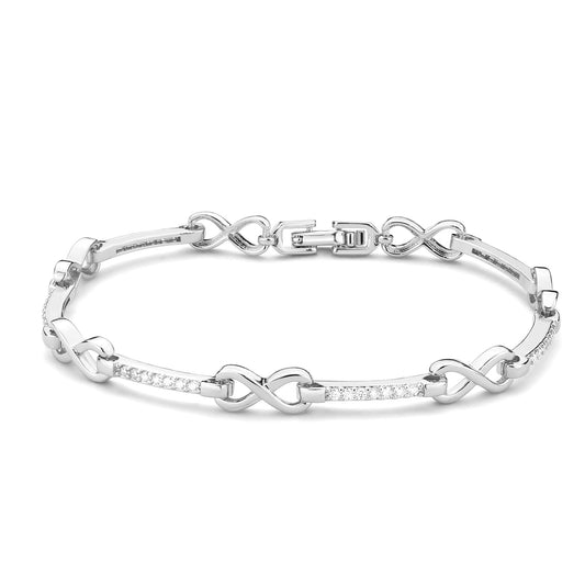MA3W1631 - Rhodium Brass Bracelet with AAA Grade CZ in Clear