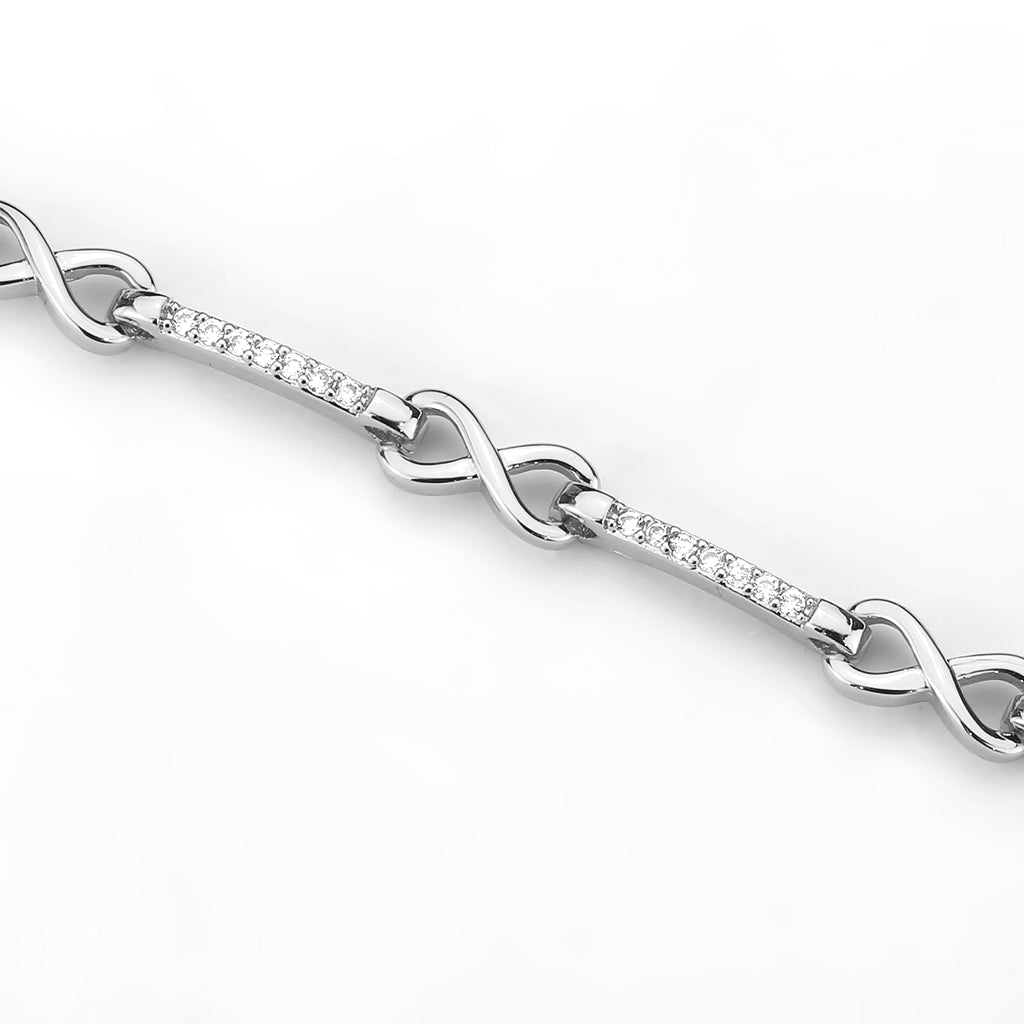 MA3W1631 - Rhodium Brass Bracelet with AAA Grade CZ in Clear