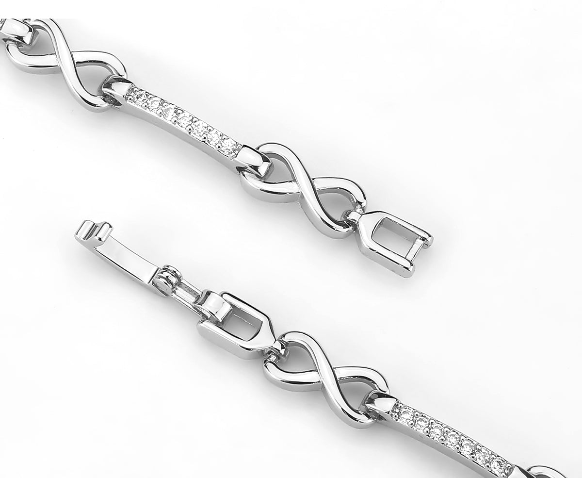 MA3W1631 - Rhodium Brass Bracelet with AAA Grade CZ in Clear