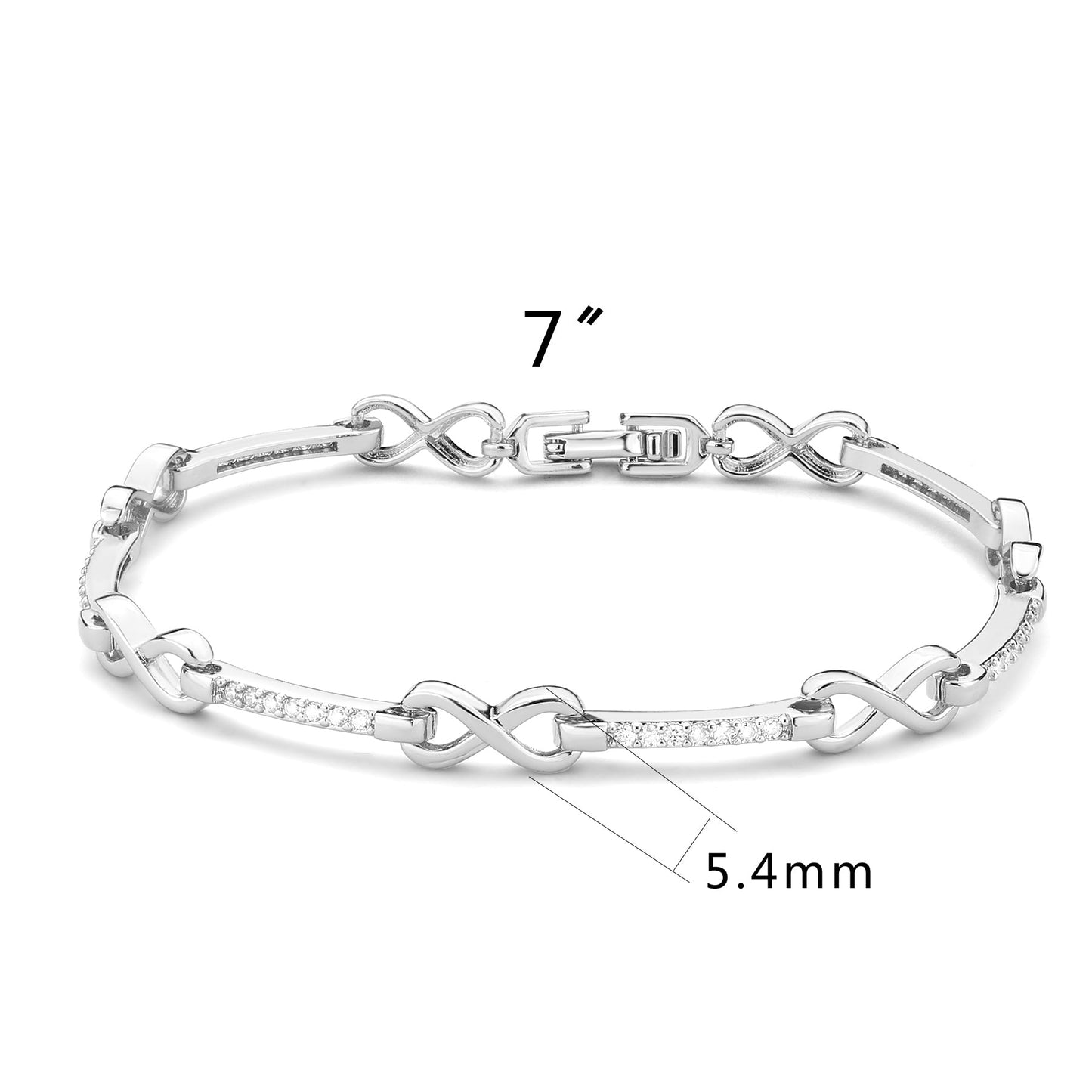 MA3W1631 - Rhodium Brass Bracelet with AAA Grade CZ in Clear