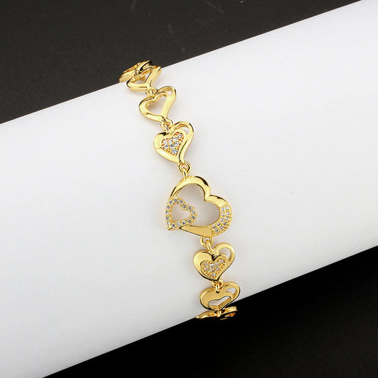 MA3W1632 - Flash Gold Brass Bracelet with AAA Grade CZ in Clear