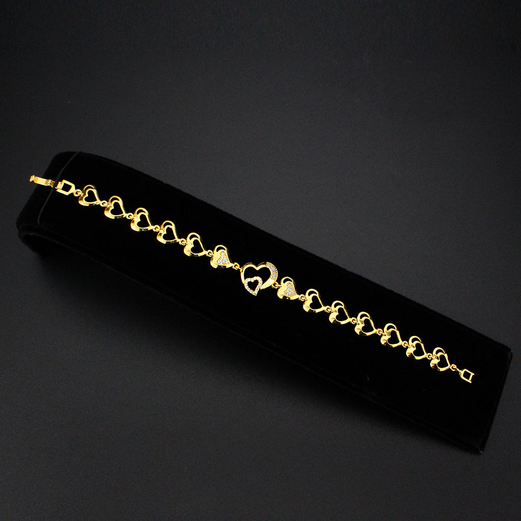MA3W1632 - Flash Gold Brass Bracelet with AAA Grade CZ in Clear
