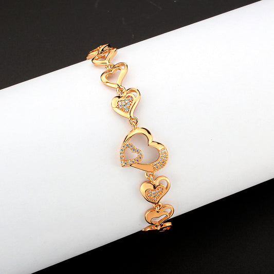 MA3W1633 - Flash Rose Gold Brass Bracelet with AAA Grade CZ in Clear