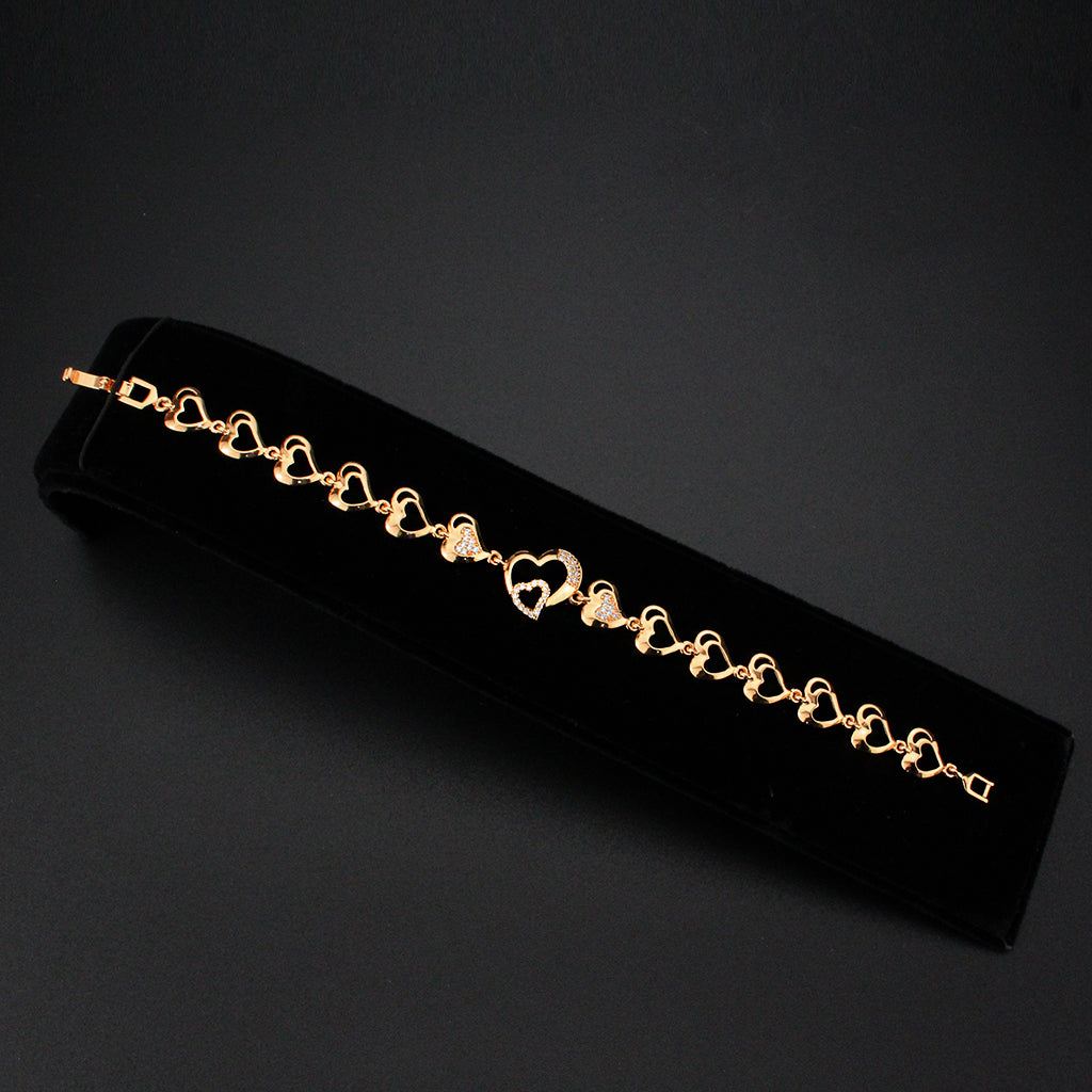 MA3W1633 - Flash Rose Gold Brass Bracelet with AAA Grade CZ in Clear