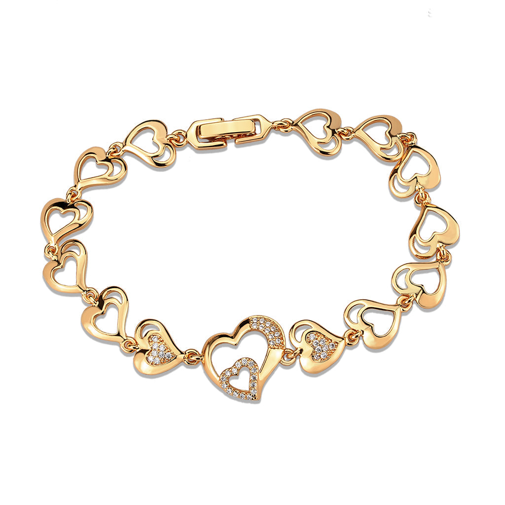 MA3W1633 - Flash Rose Gold Brass Bracelet with AAA Grade CZ in Clear