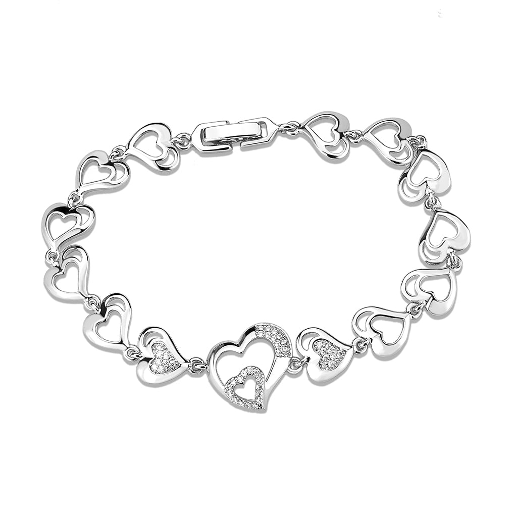 MA3W1634 - Rhodium Brass Bracelet with AAA Grade CZ in Clear
