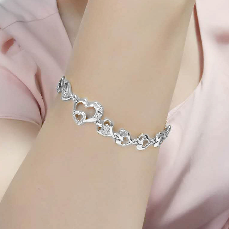 MA3W1634 - Rhodium Brass Bracelet with AAA Grade CZ in Clear