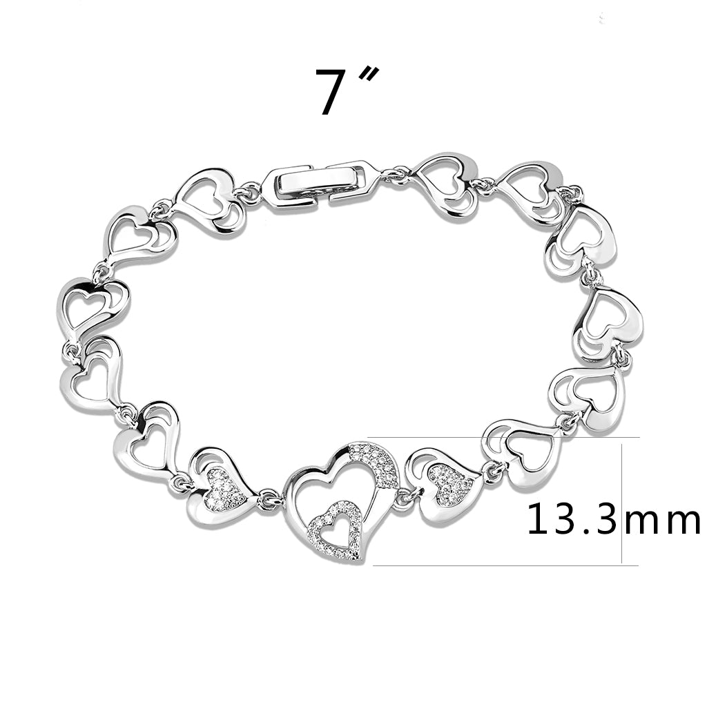 MA3W1634 - Rhodium Brass Bracelet with AAA Grade CZ in Clear
