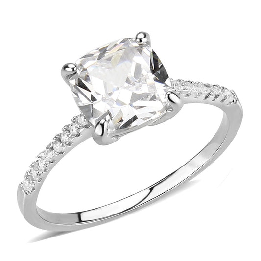 MA3W1636 - Rhodium Brass Ring with AAA Grade CZ in Clear