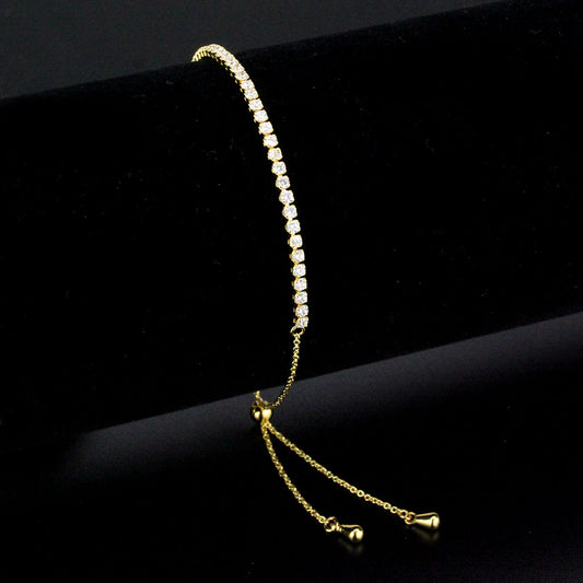 MA3W1638 - Gold Brass Bracelet with AAA Grade CZ in Clear
