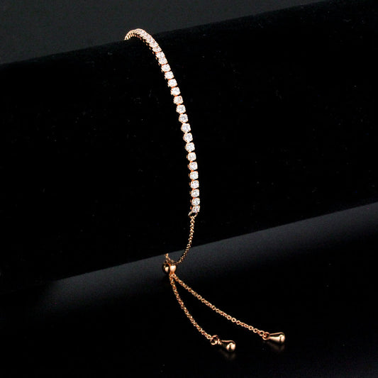 MA3W1639 - Rose Gold Brass Bracelet with AAA Grade CZ in Clear
