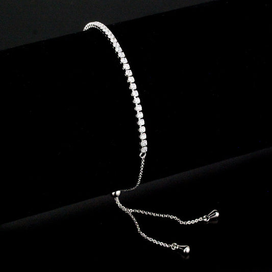 MA3W1640 - Rhodium Brass Bracelet with AAA Grade CZ in Clear