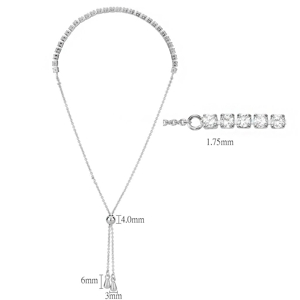MA3W1640 - Rhodium Brass Bracelet with AAA Grade CZ in Clear