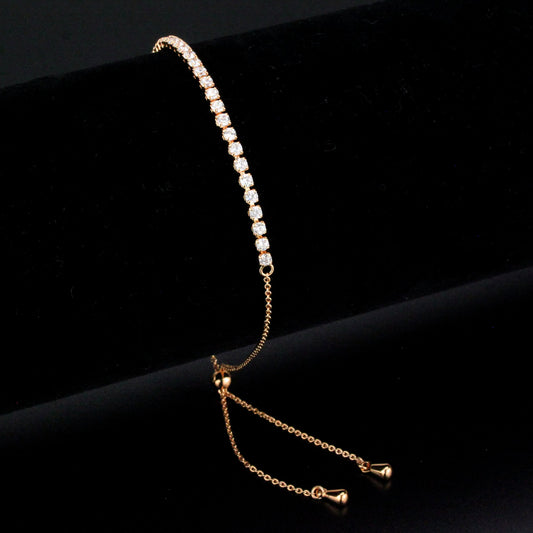 MA3W1642 - Rose Gold Brass Bracelet with AAA Grade CZ in Clear