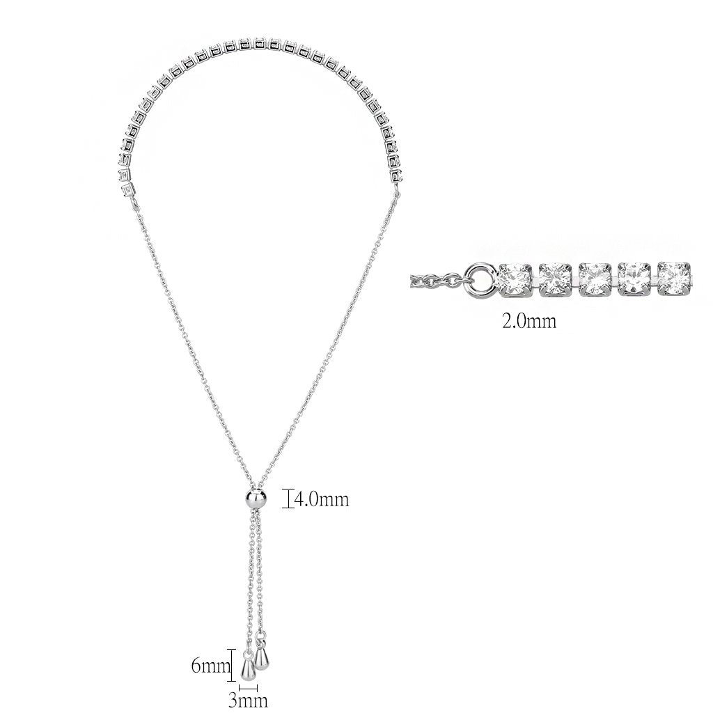 MA3W1643 - Rhodium Brass Bracelet with AAA Grade CZ in Clear