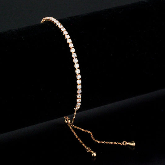 MA3W1645 - Rose Gold Brass Bracelet with AAA Grade CZ in Clear